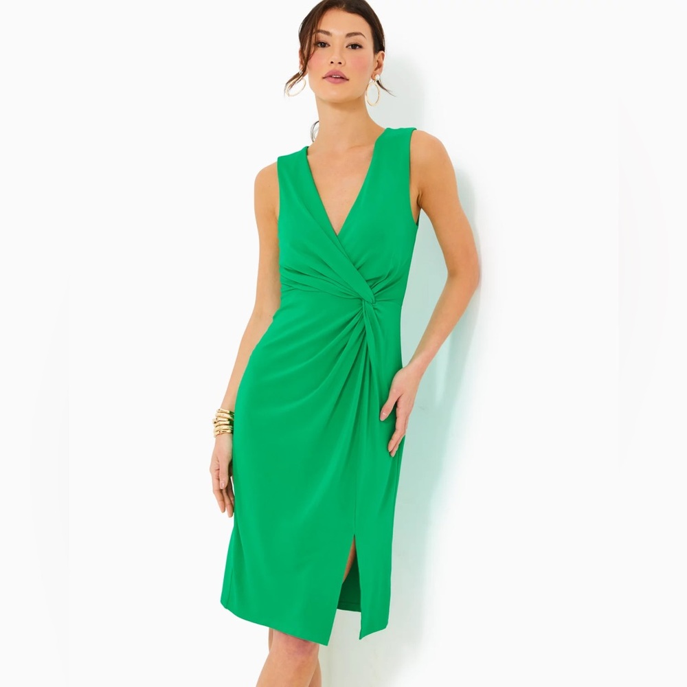 NWT Lilly Pulitzer Odella V neck midi dress Brazilian green sz 12